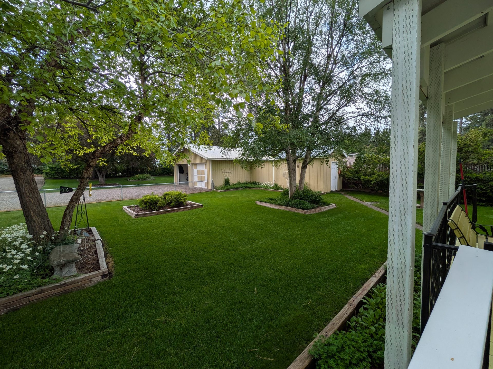 View across the yard from the front porch