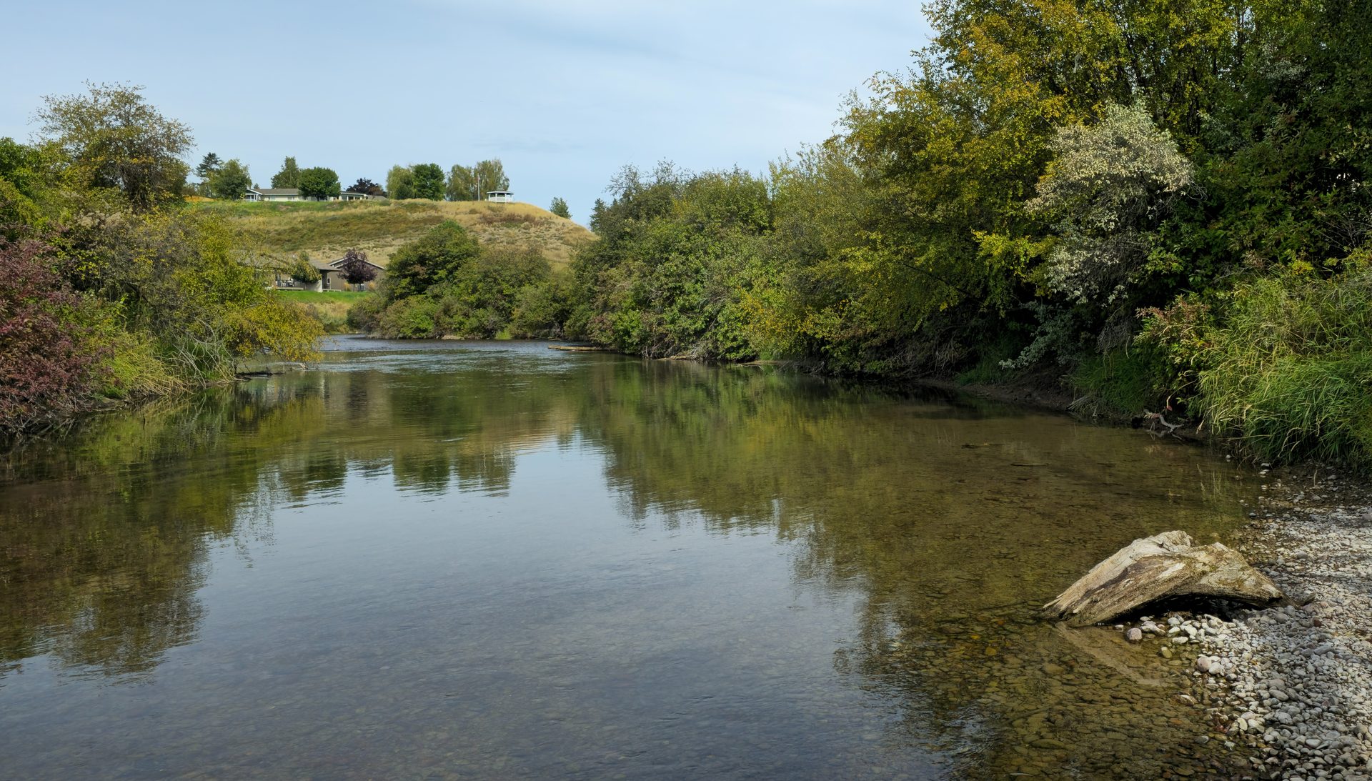 The Whitefish River beside The Last Acre in Kalispell, Montana